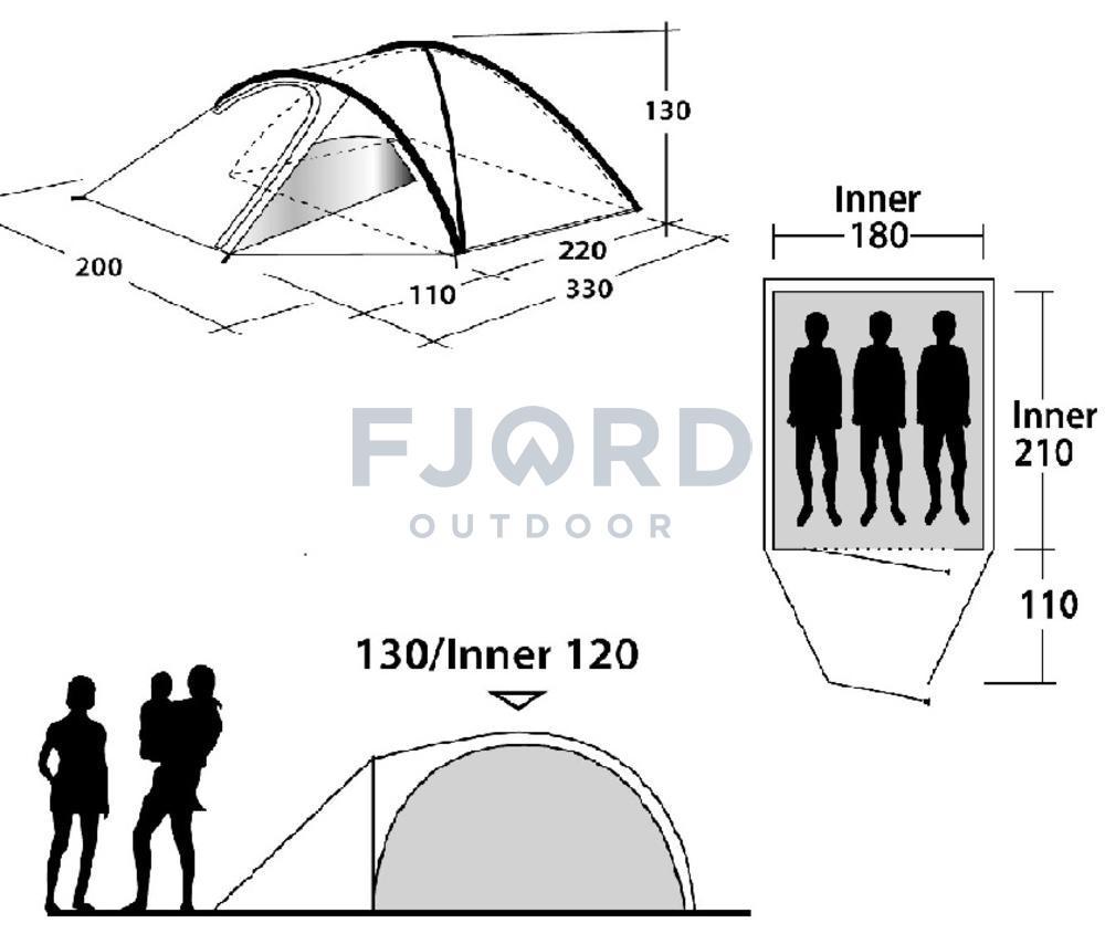 Cloud 3 koepeltent Grijs/Blauw