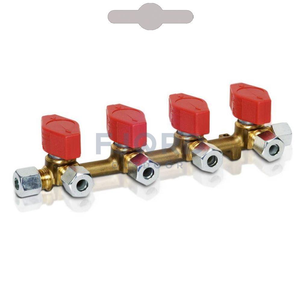 Gasdistributieblok 4-weg 10-8mm